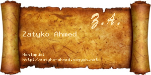 Zatyko Ahmed névjegykártya